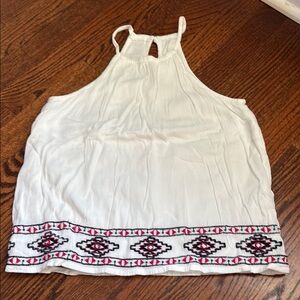 Abercrombie Kids Cream Crop Tank Top with Cut Out Design